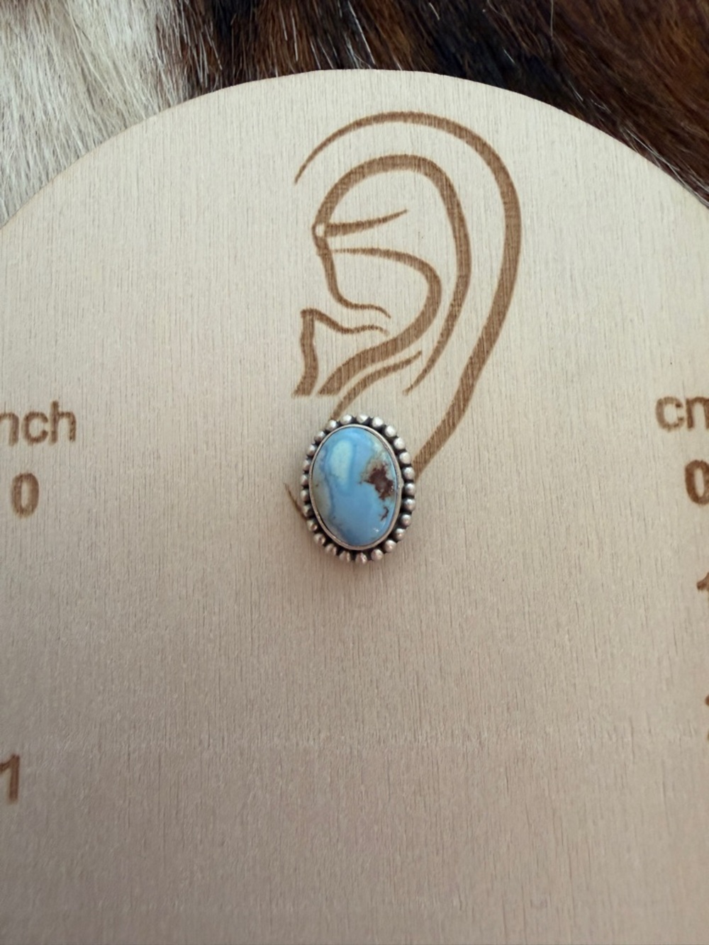❤️ Golden Hills Turquoise Navajo Style Matte Sterling Silver Stud Earrings .52”L - Picture 8 of 16